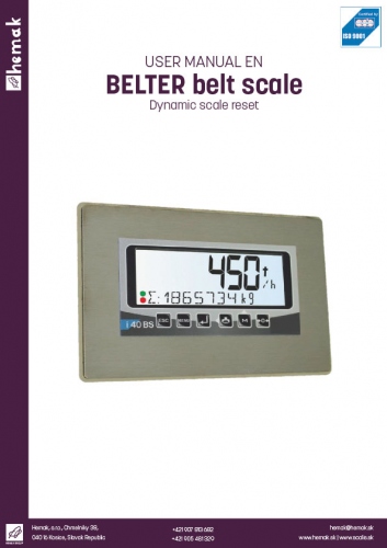 User manual BELTER belt scale